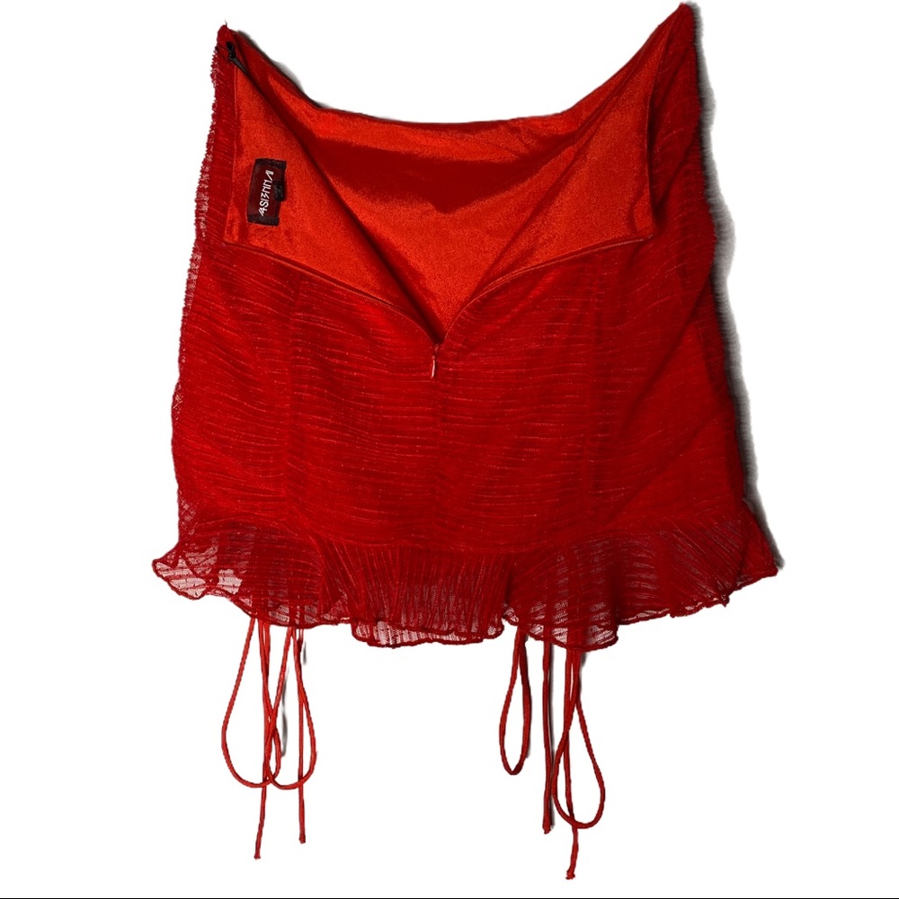 4si3nna Ruched Red Mini Skirt Size Small - Picture 11 of 12